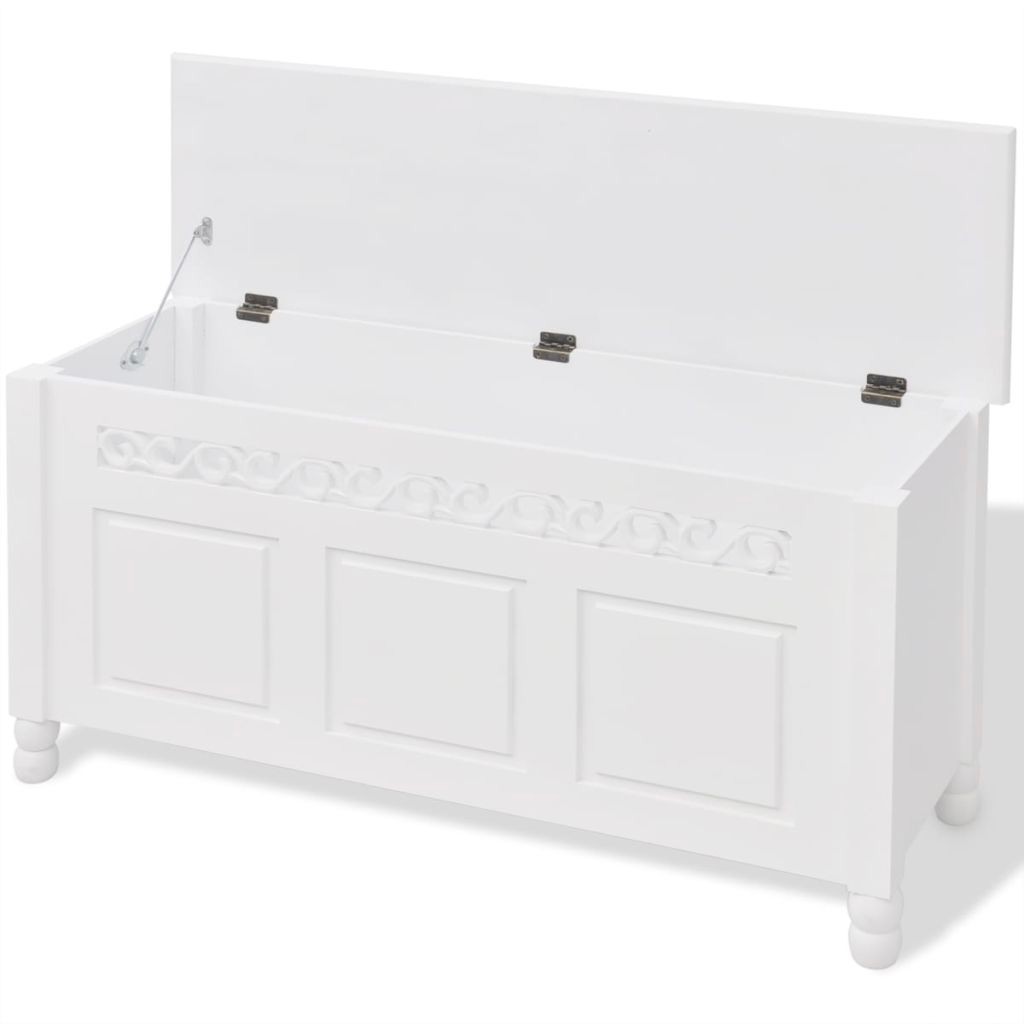 Storage Bench Baroque Style MDF White